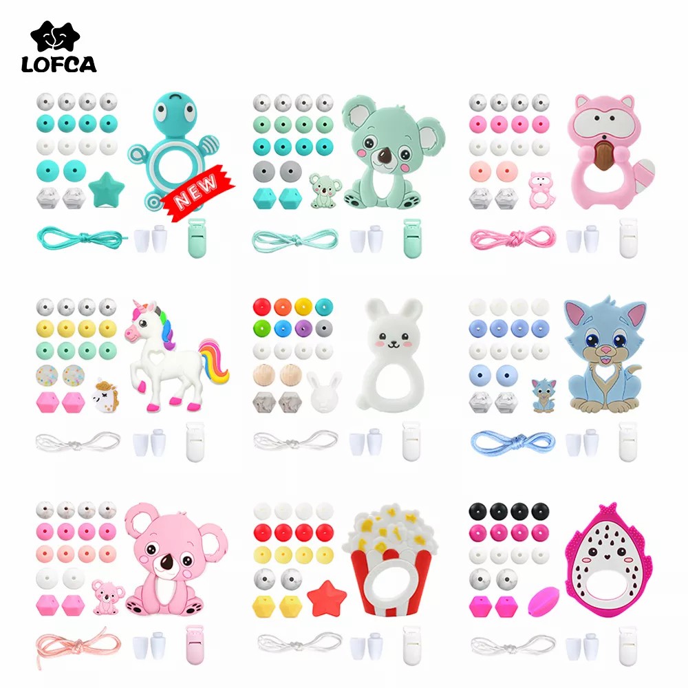 Baby Products Combo - LOFCA Siliconen Bijtring Houten Kralen Set